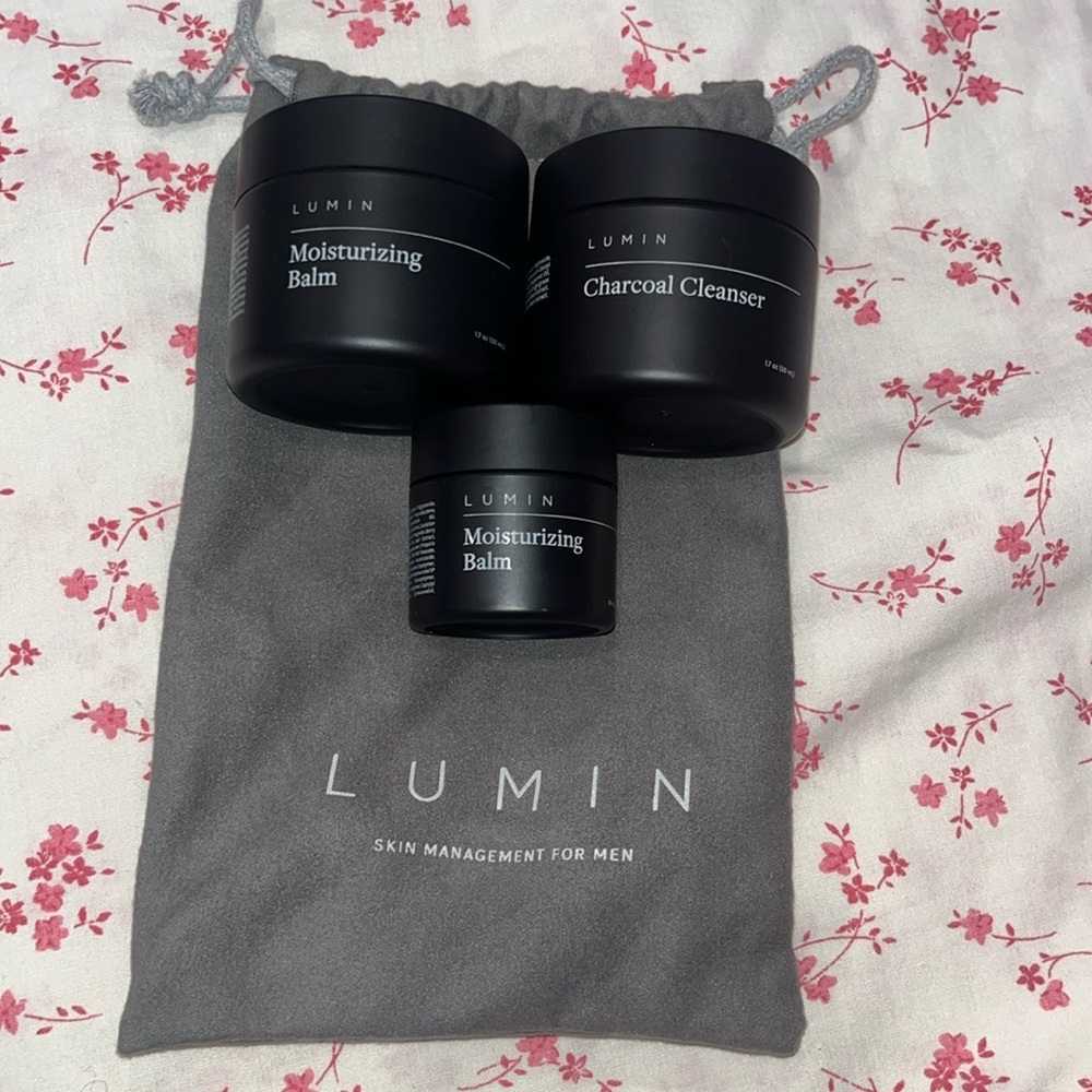 Lumin Skincare for Men - Charcoal Cleanser (50ml), Moisturizing Balm (50/20 ml)